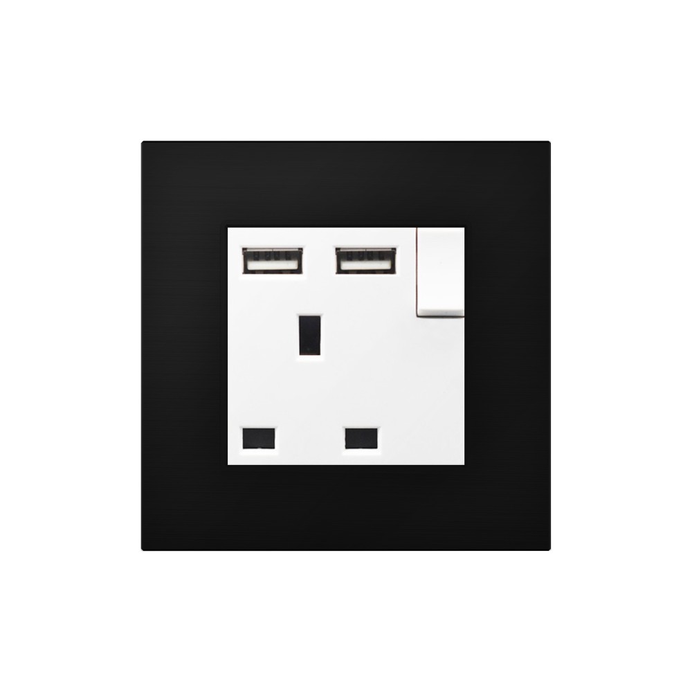 13A UK Switched Socket with 2 USB Chargers - White