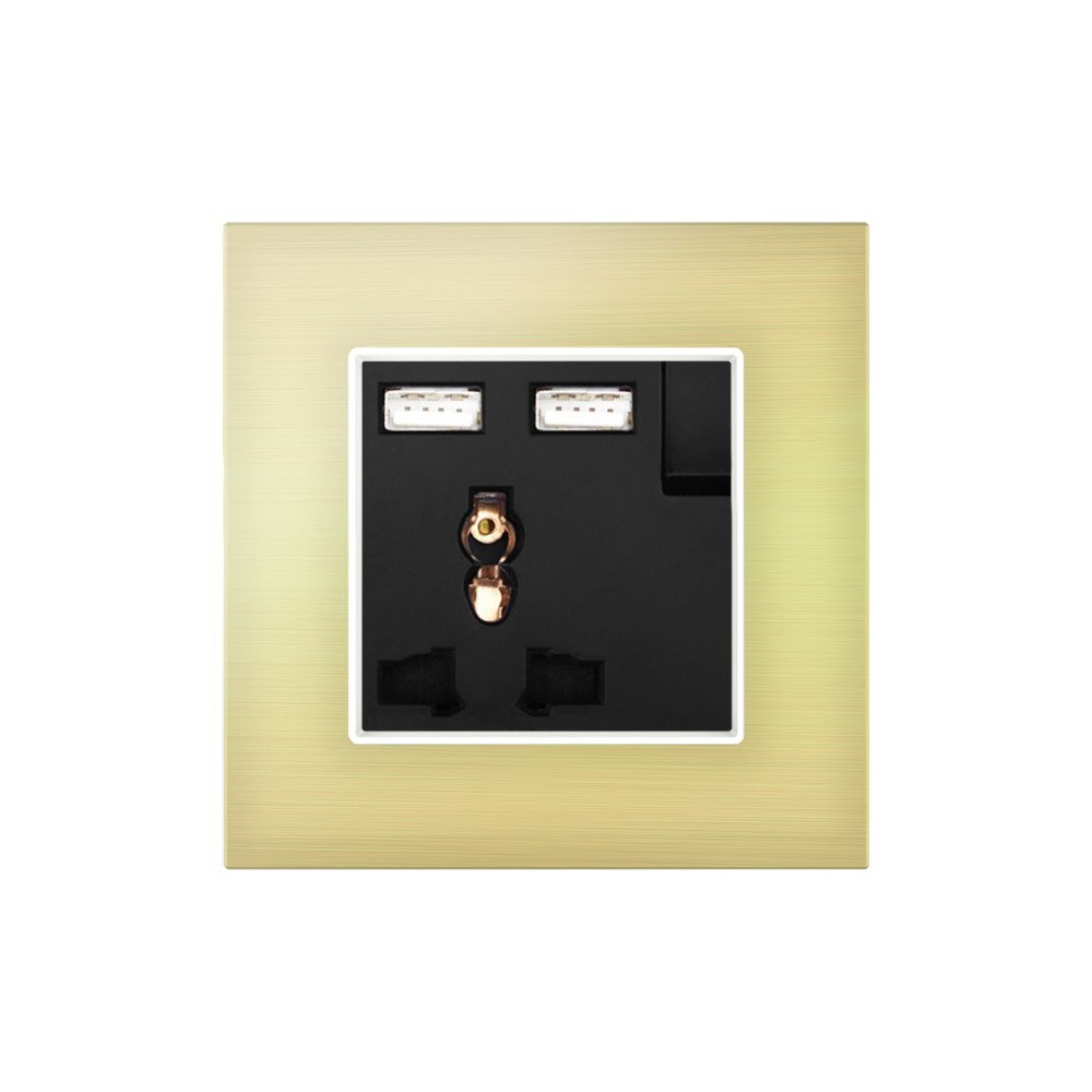 3 Pin'li Evrensel 2 USB Şarj Cihazlı Anahtarlı Priz - Siyah