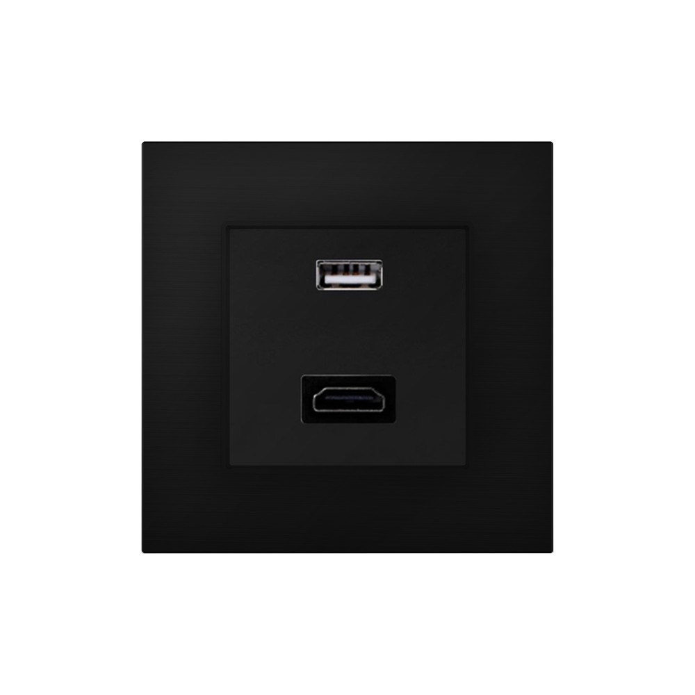 HDMI + USB Şarj Cihazlı Priz - Siyah
