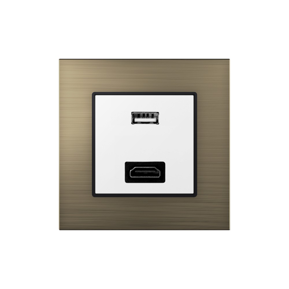 HDMI Socket +USB Charger - White