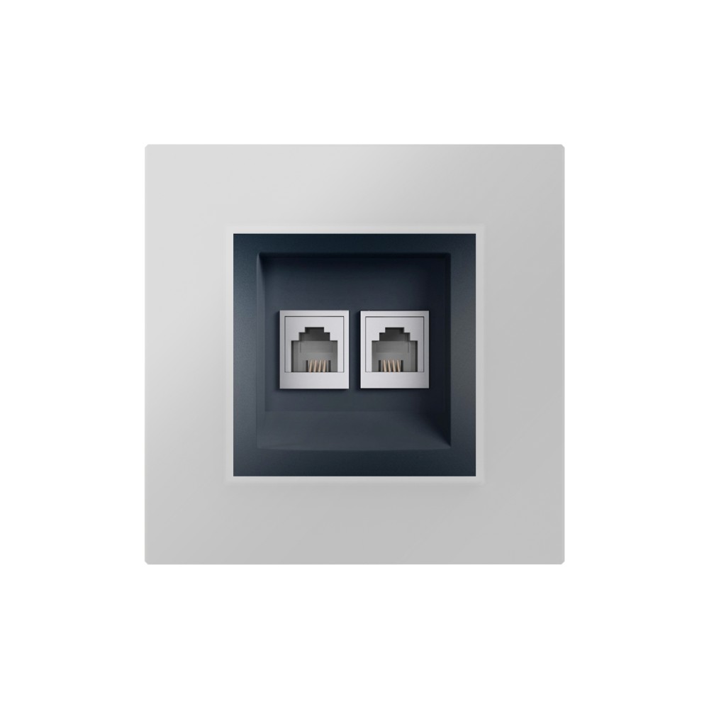 Double RJ11 Telephone Socket, 4 Contacts  - Anthracite