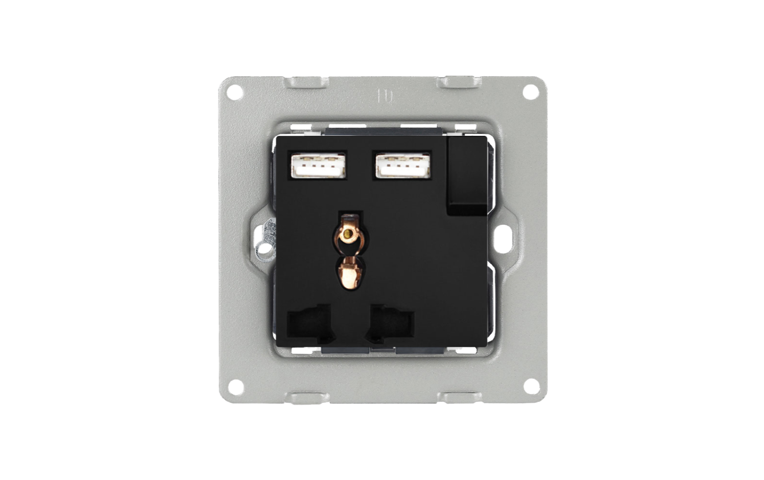 3 Pin'li Evrensel 2 USB Şarj Cihazlı Anahtarlı Priz - Siyah