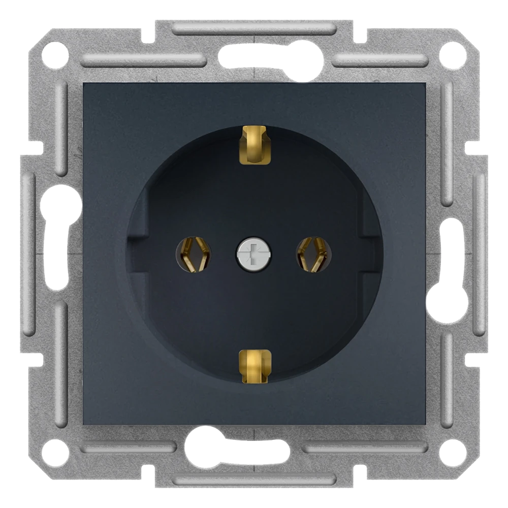 Single Socket Outlet with Side Earth - Anthracite