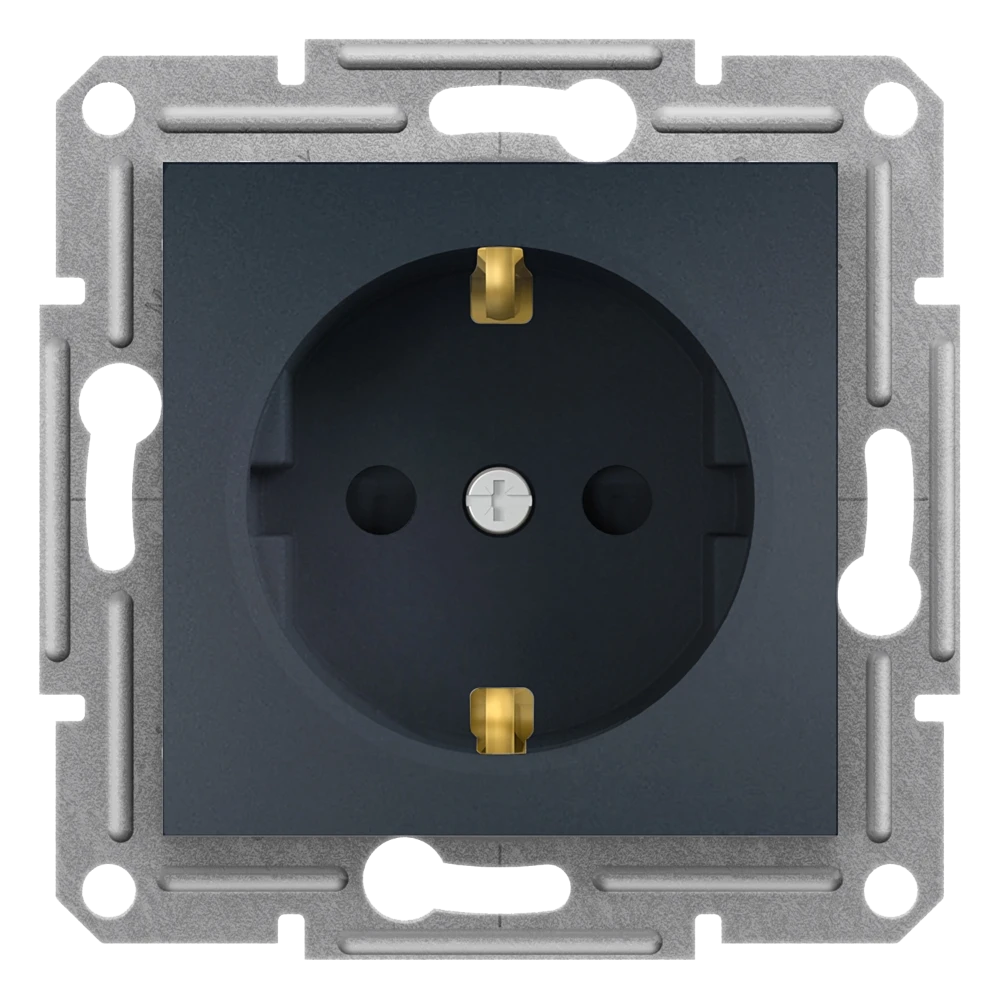 Single Socket Outlet with Side Earth with Shutters - Anthracite