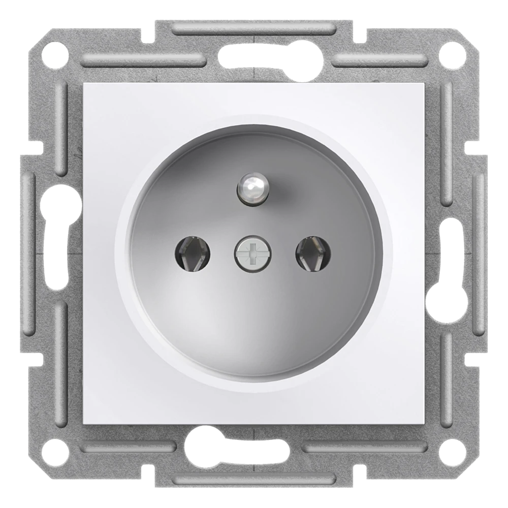 Single Socket Outlet with Pin Earth - White