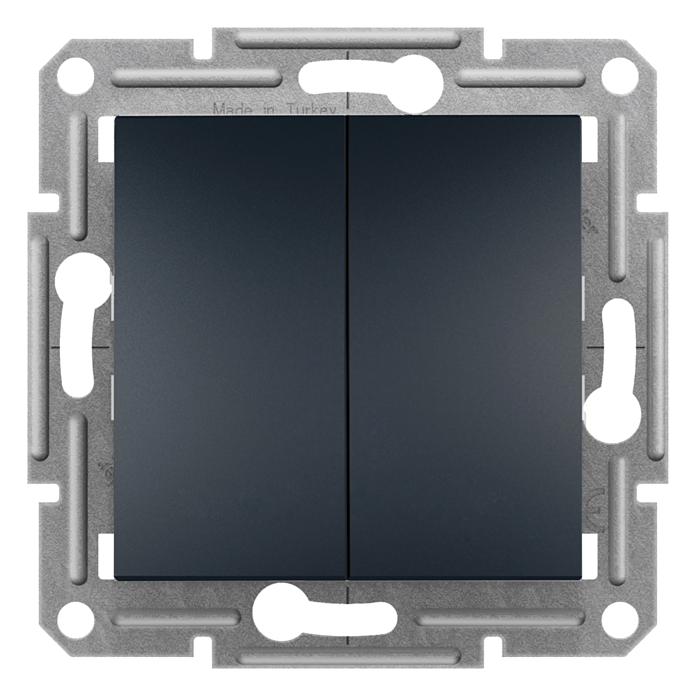 Double 1 Pole Push Button - Anthracite