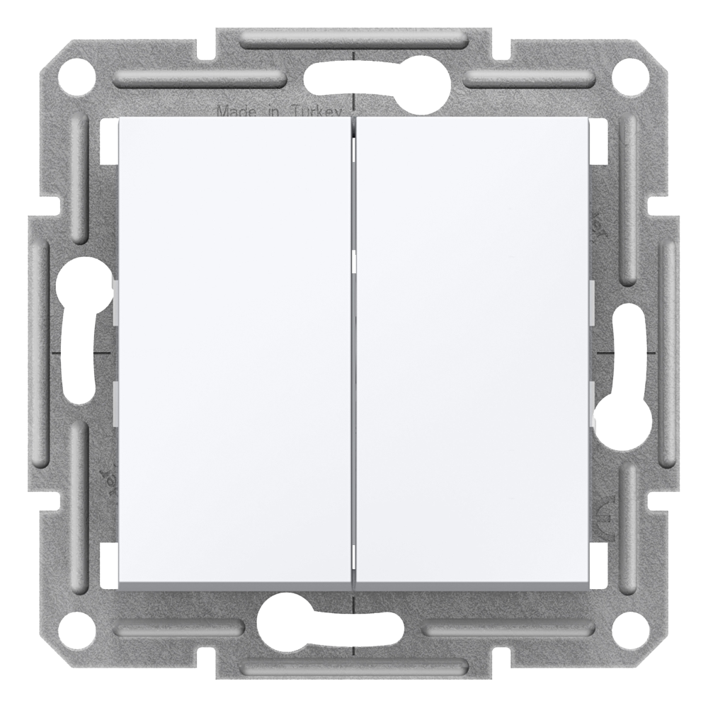 Double 1 Pole Push Button - White