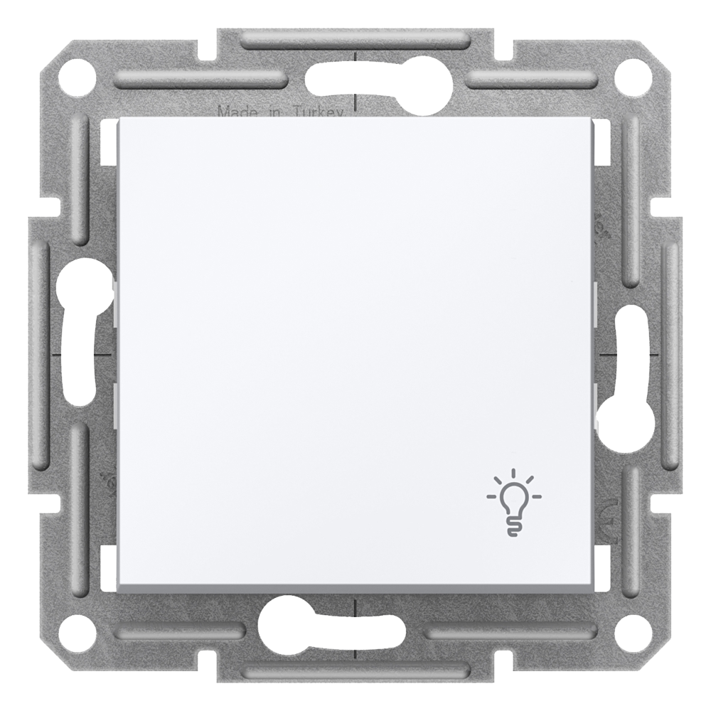 1 Pole Push Button with Light Icon - White