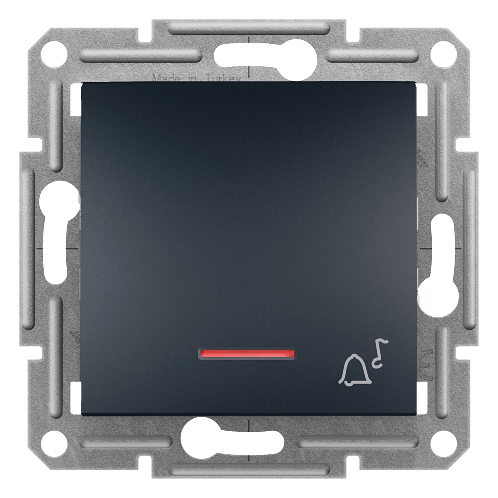 1 Pole Push Button with Locator Light and Bell Icon - Anthracite