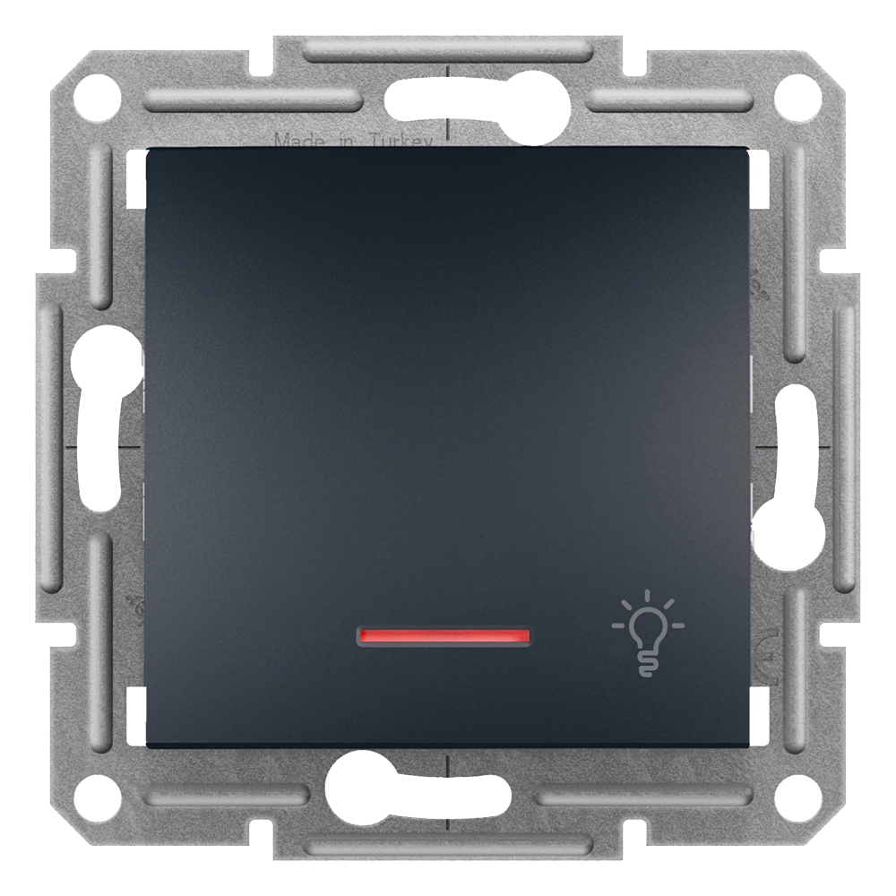 1 Pole Push Button with Locator Light and Light Icon - Anthracite