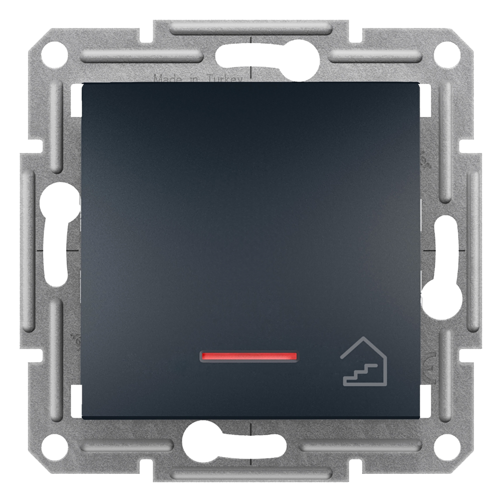 1 Pole Push Button with Locator Light and Stairs Icon - Anthracite