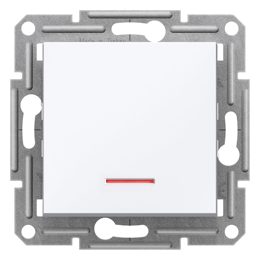 1 Pole Push Button with Locator Light - White