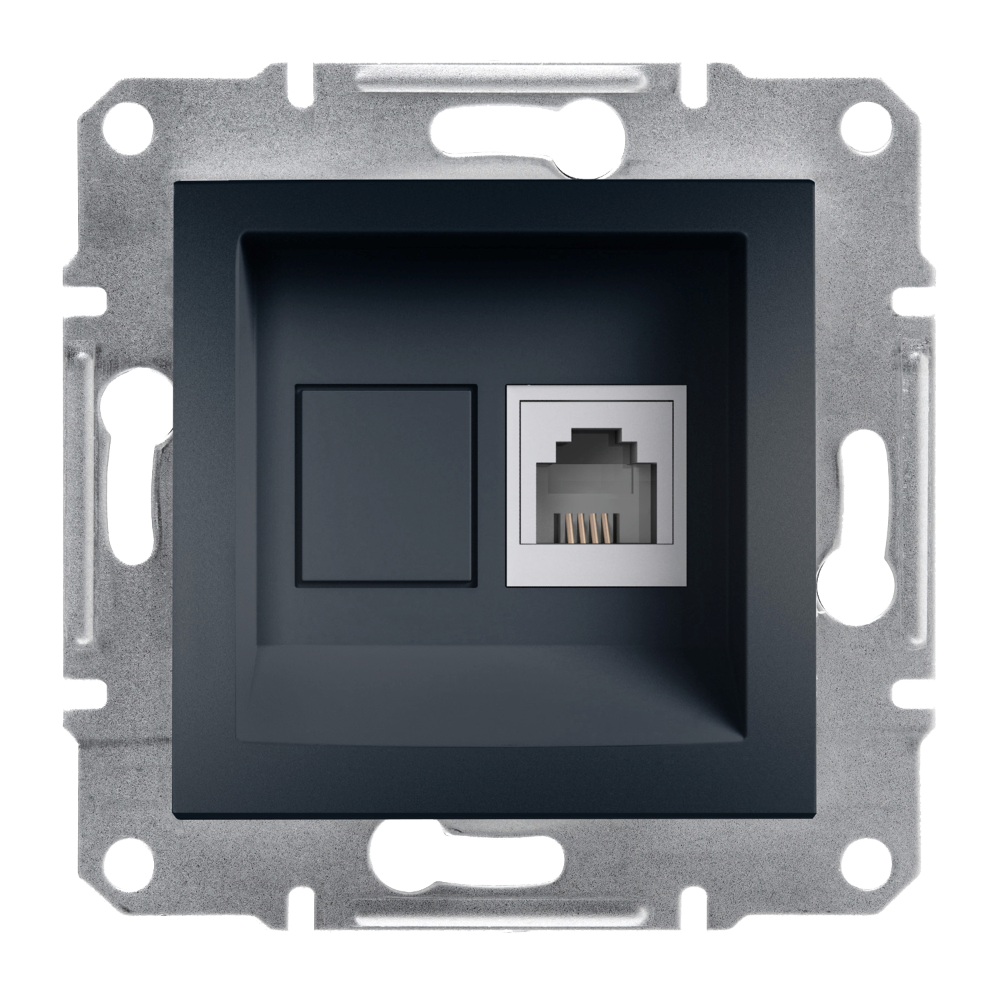 Single RJ11 Telephone Socket, 4 Contacts - Anthracite