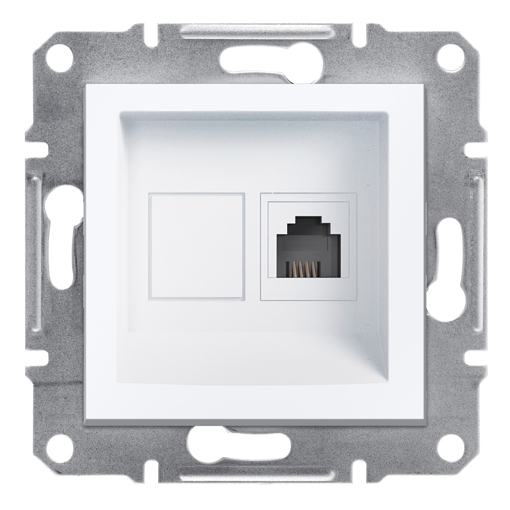 Single RJ11 Telephone Socket, 4 Contacts - White