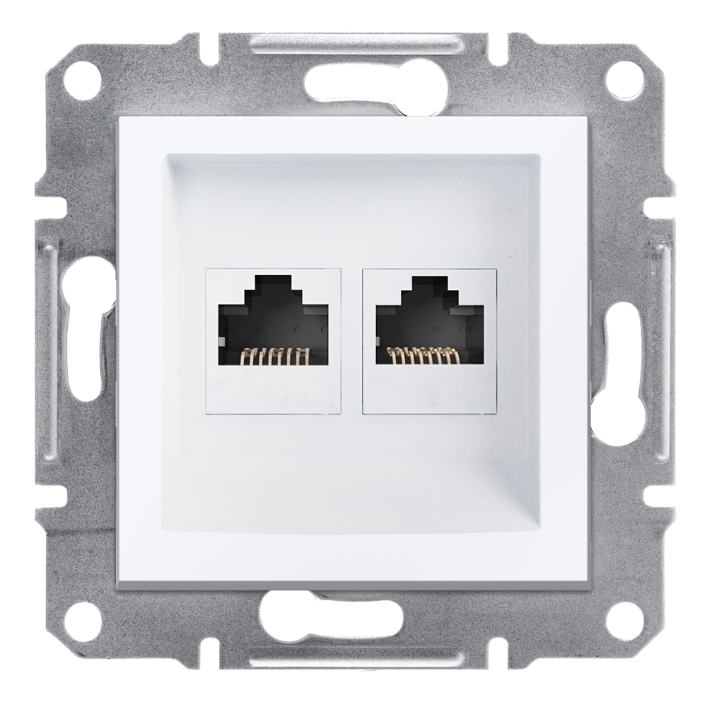 RJ45 Double Data Socket CAT6 UTP - White