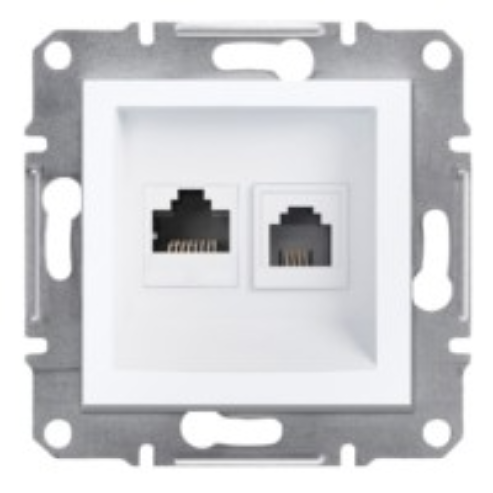 RJ11 + RJ45 Data Socket CAT6 UTP - White