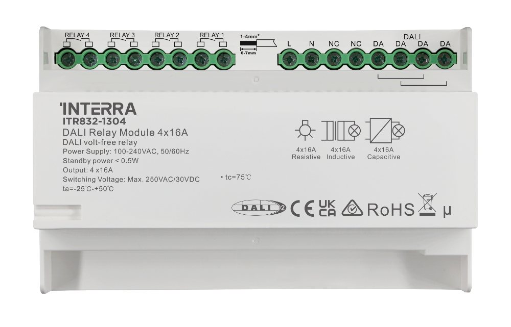 Interra 4-Channel DALI-2 Relay Module 4x16A