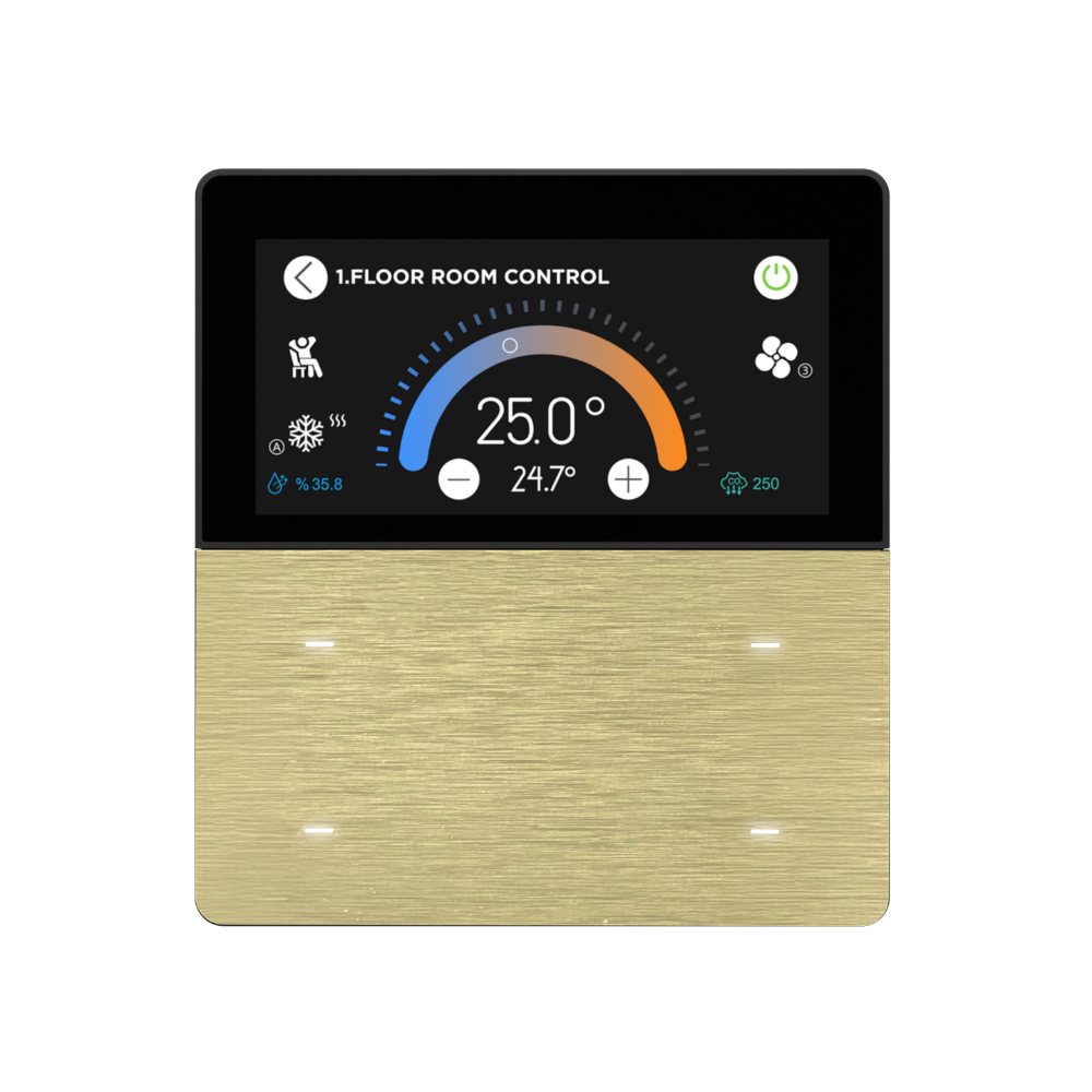 iX-M 3'' 4 Button KNX Secure Touch Panel / Gold Aluminium