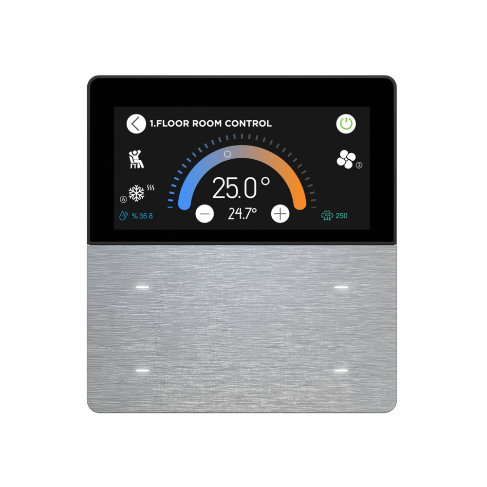 iX-M 3'' 4 Button KNX Secure Touch Panel / Natural Aluminium