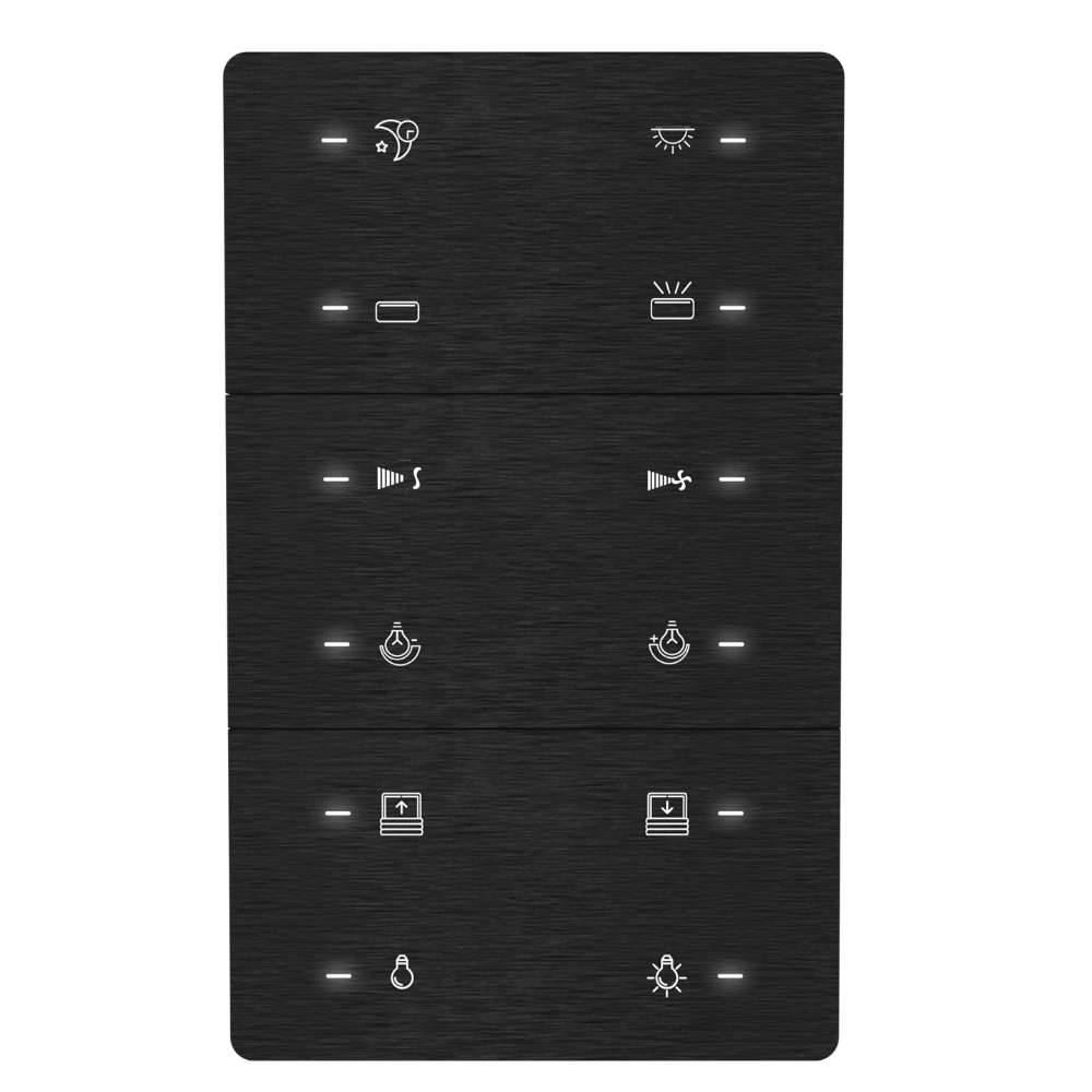 iX-M 12 Button KNX Secure Switch Panel / Black Aluminium