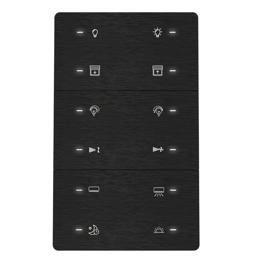 iX-M 12 Button KNX Secure Switch Panel / Black Aluminium